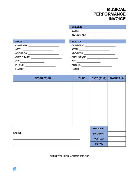 music invoice template|invoice for musical performance.